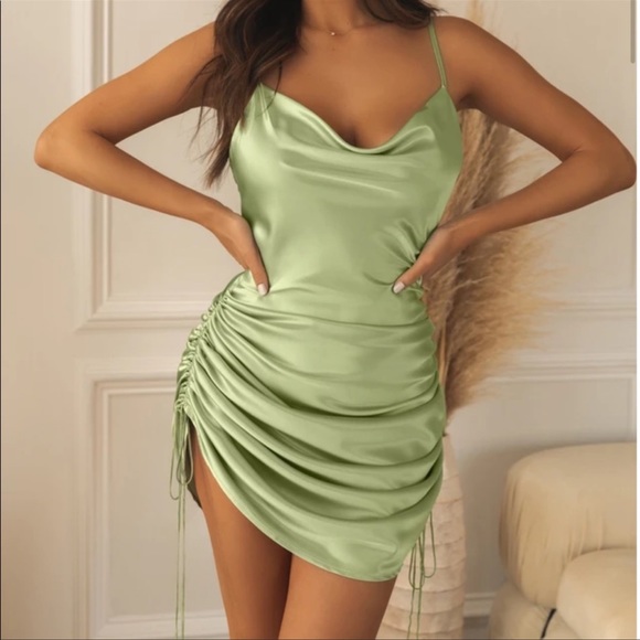 Sage Silk Dress - Picture 6 of 10